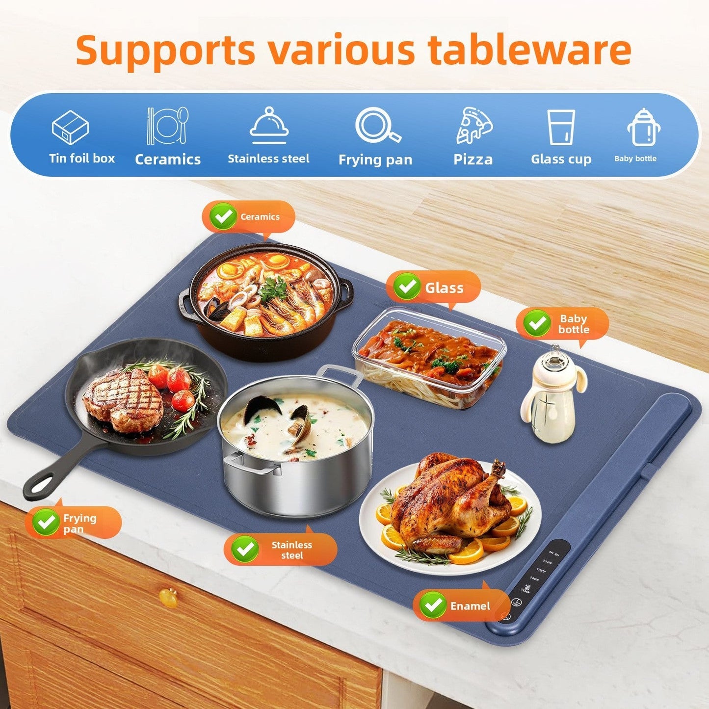 Home-use intelligent silicone warm cooking board
