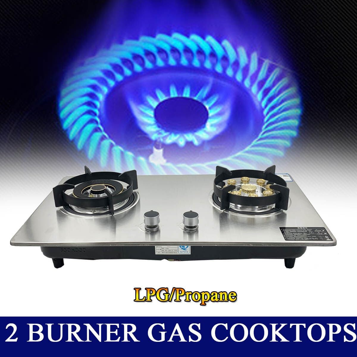 Stainless Steel 2 Burner Gas Hob