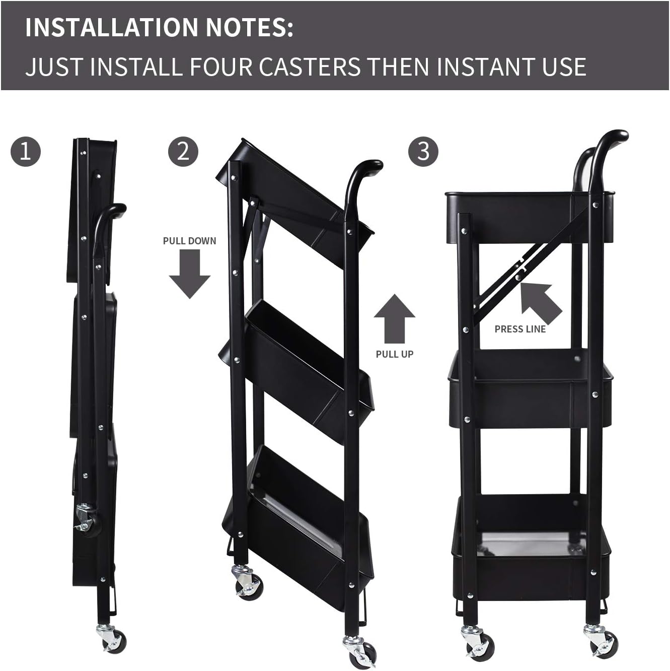 3 Layer Foldable Metal Storage Rack