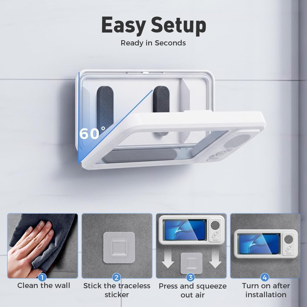 Shower Phone Holder with Wireless Bluetooth Speaker