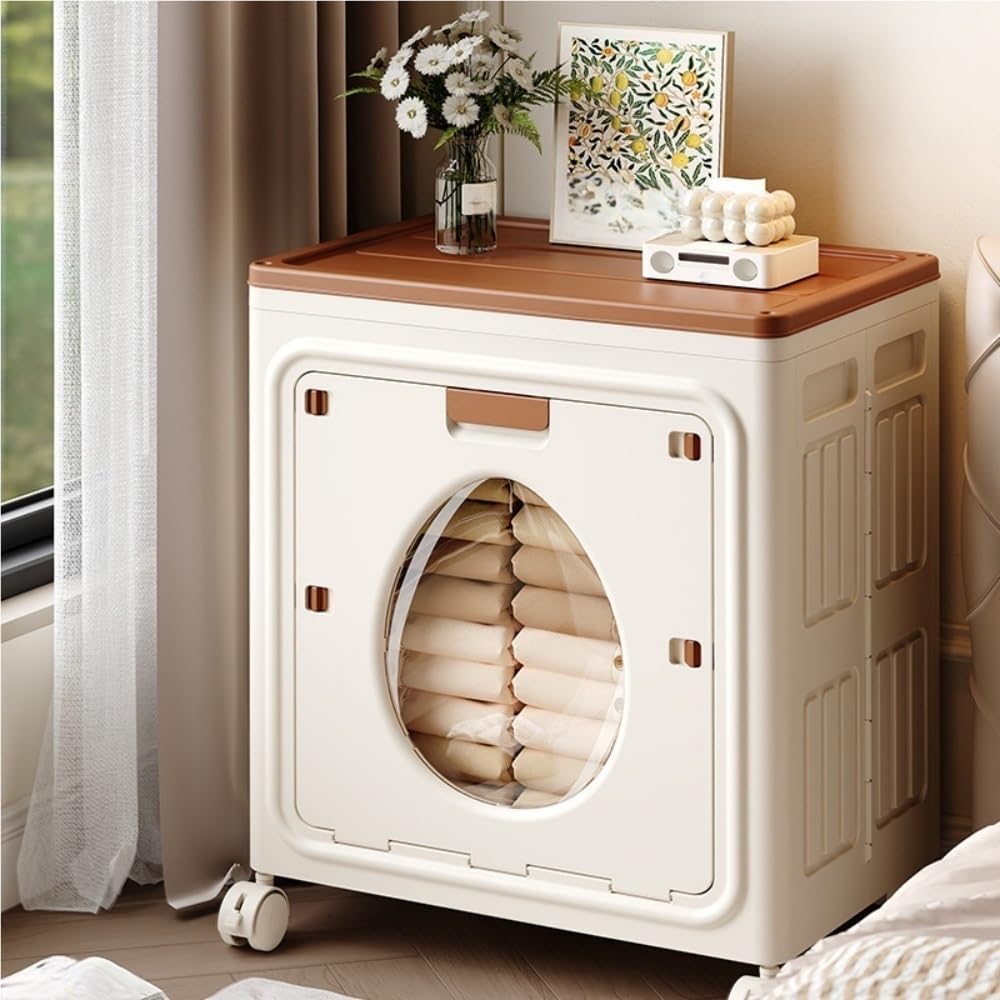 Space-Saving Clothes Storage Box with Lid and Rolling Wheels