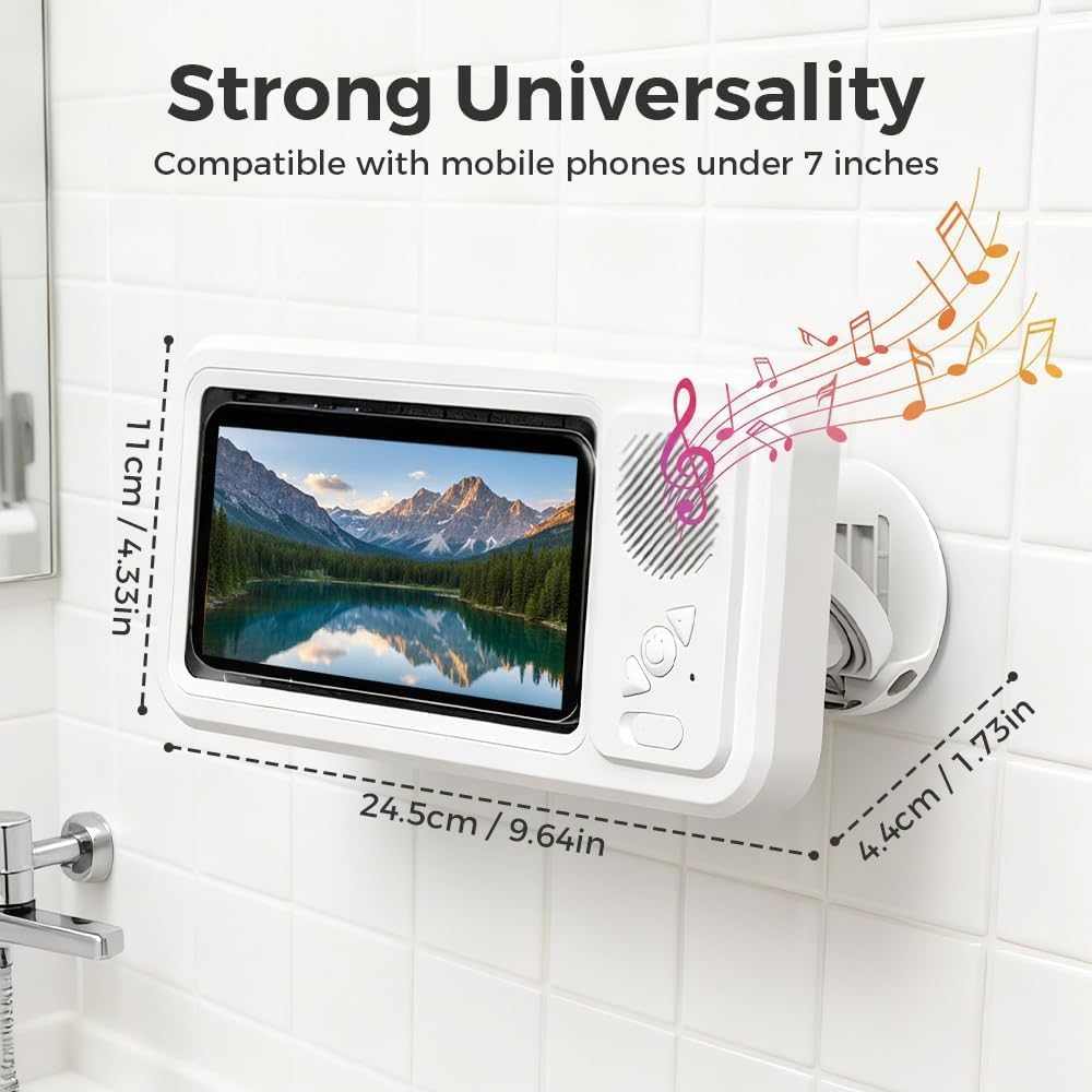 Shower Phone Holder with Wireless Bluetooth Speaker