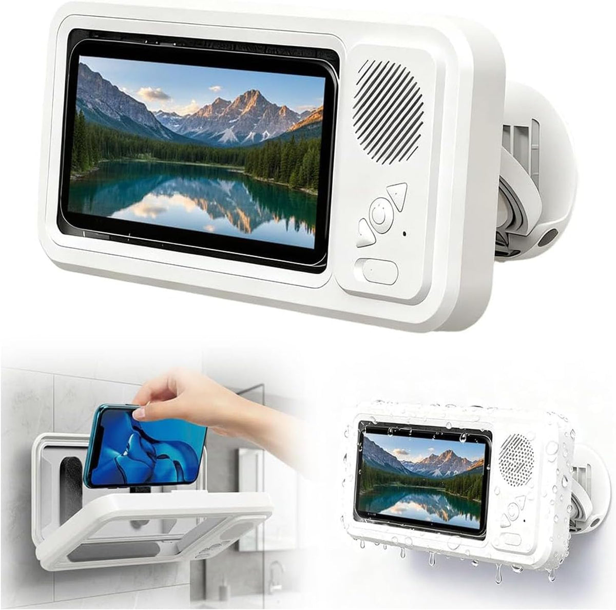 Shower Phone Holder with Wireless Bluetooth Speaker