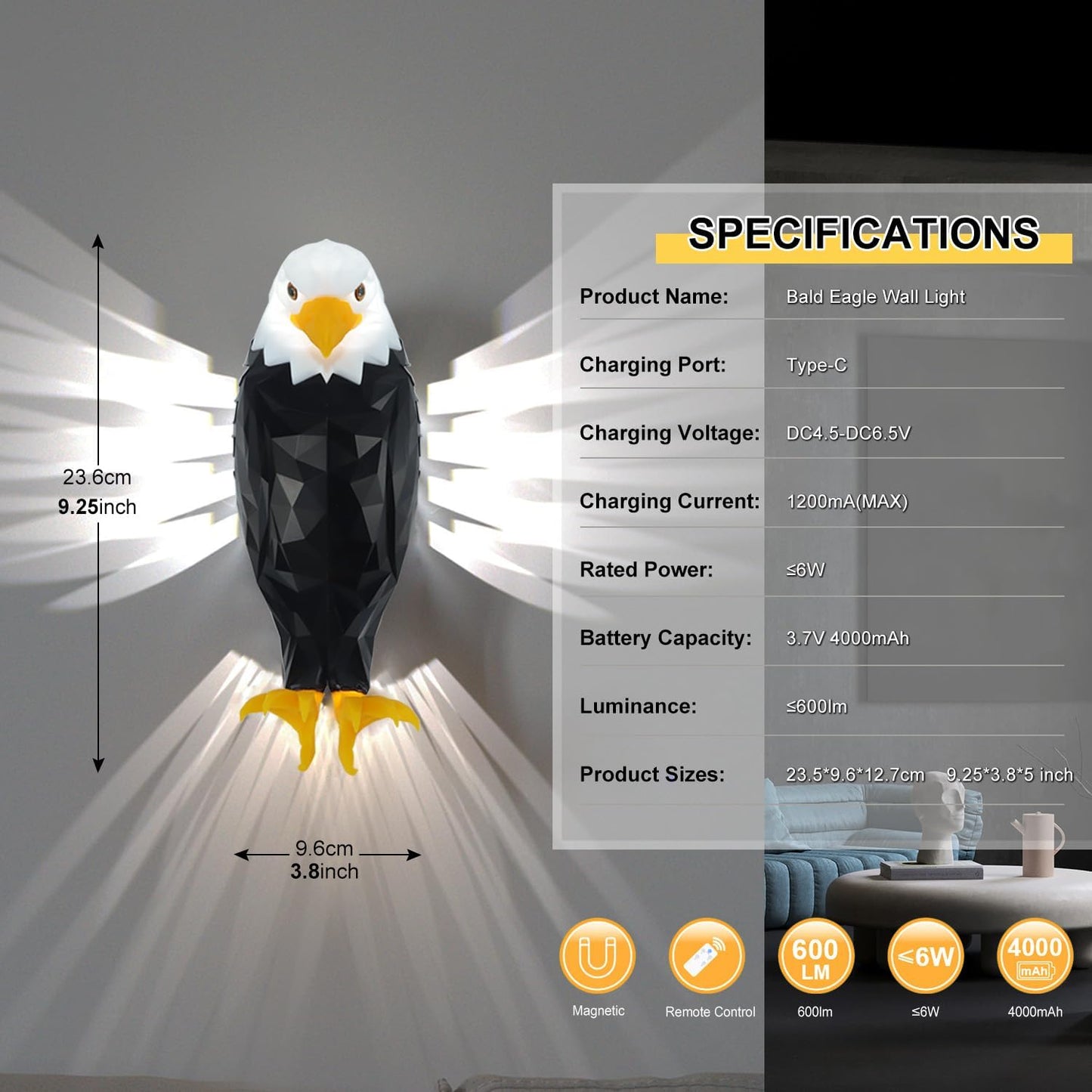 Bald Eagle Wall Light