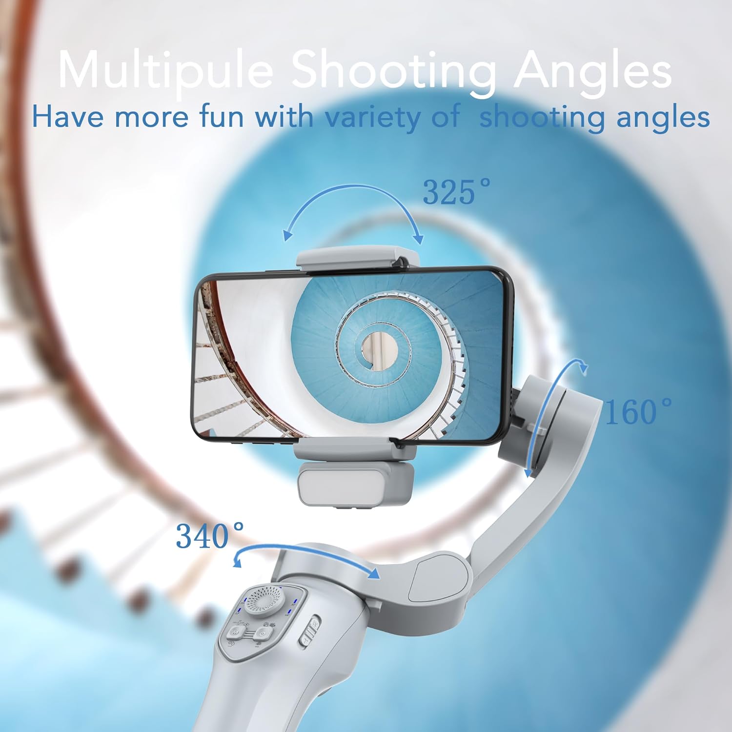 3-Axis Phone Gimbal with Adjustable Fill Light