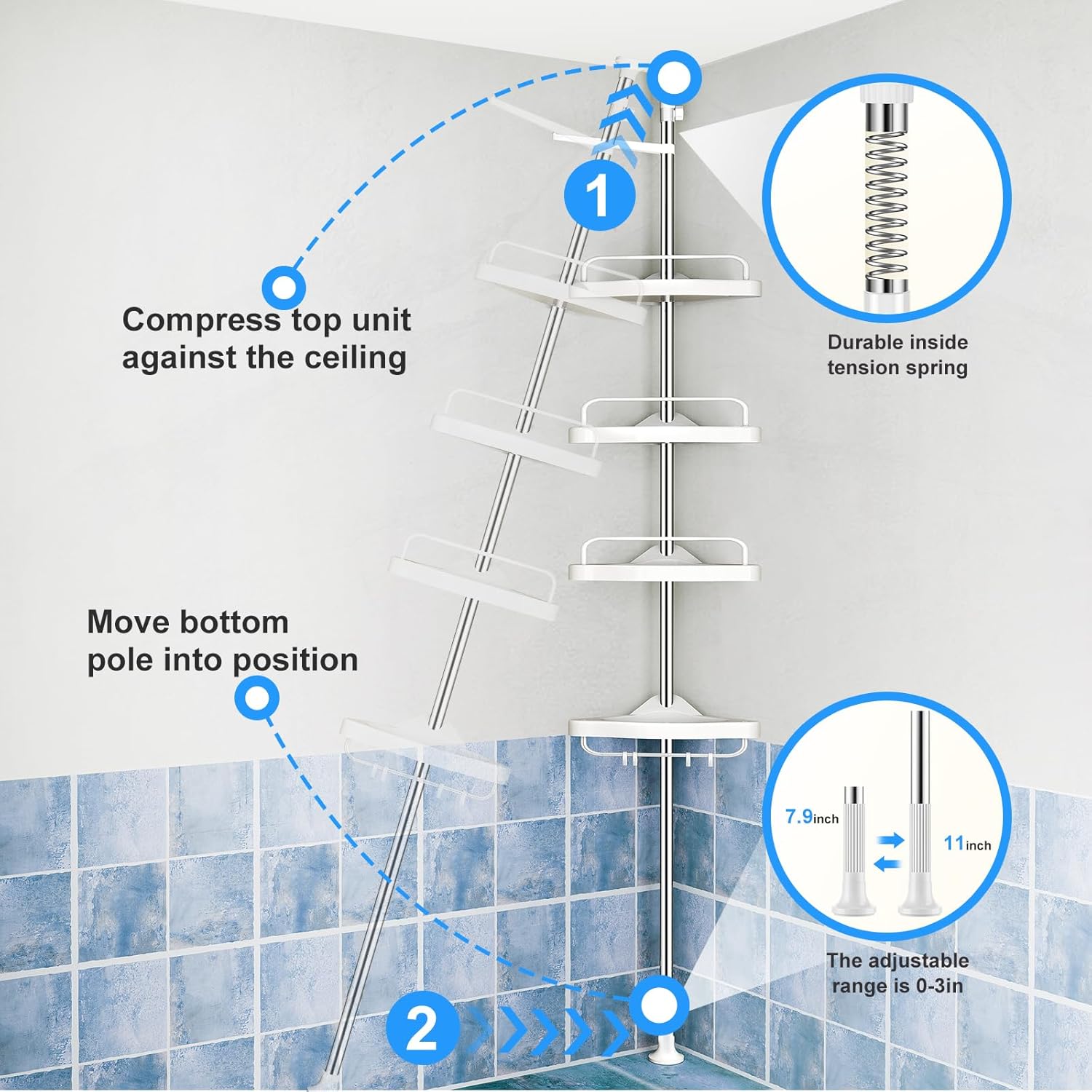 Shelf Shelves Shower Caddy Corner Organizer for Bathroom
