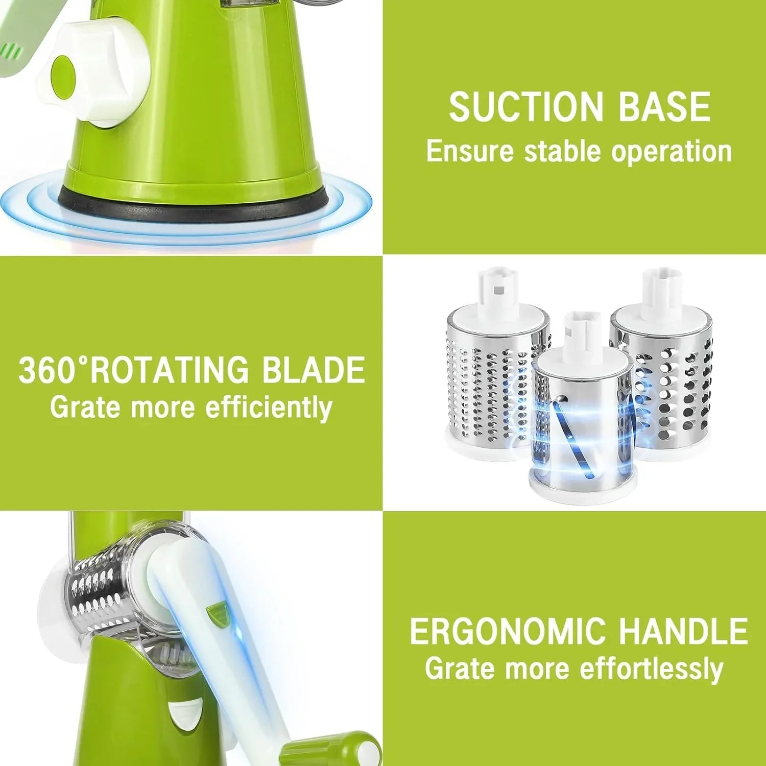 3-in-1 Vegetable Cutter – Multifunctional Rotary Drum Slicer