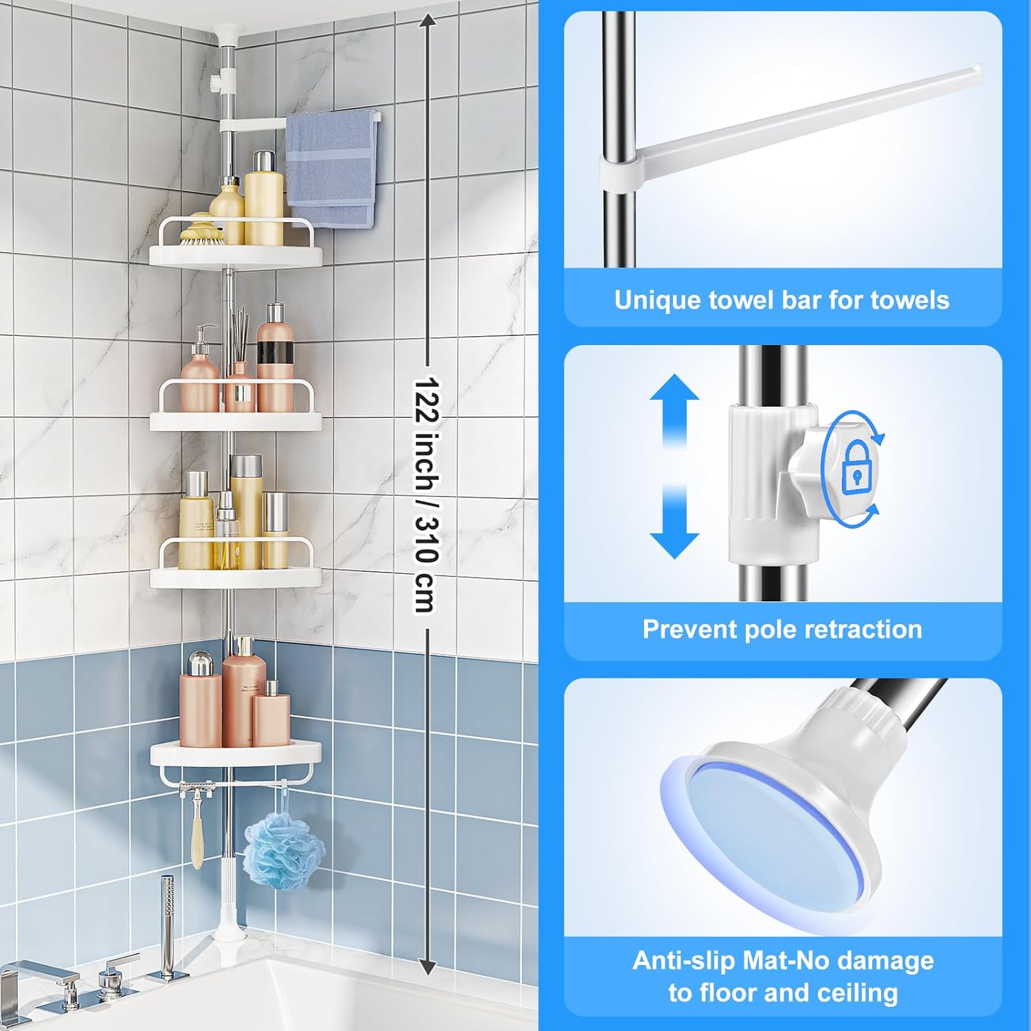 Shelf Shelves Shower Caddy Corner Organizer for Bathroom