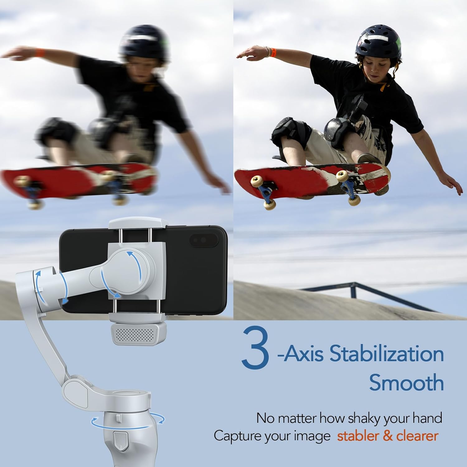 3-Axis Phone Gimbal with Adjustable Fill Light