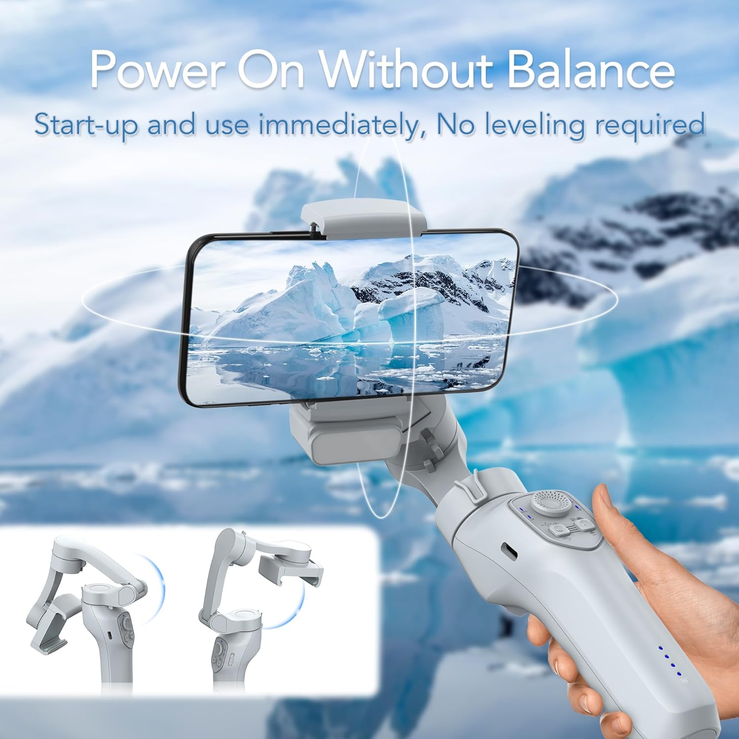 3-Axis Phone Gimbal with Adjustable Fill Light