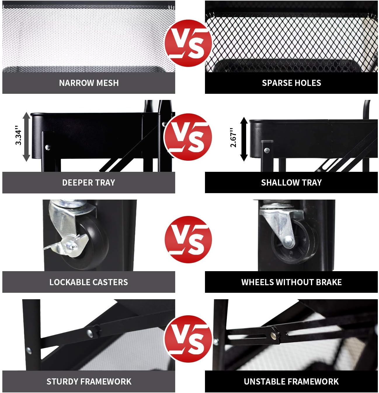 3 Layer Foldable Metal Storage Rack