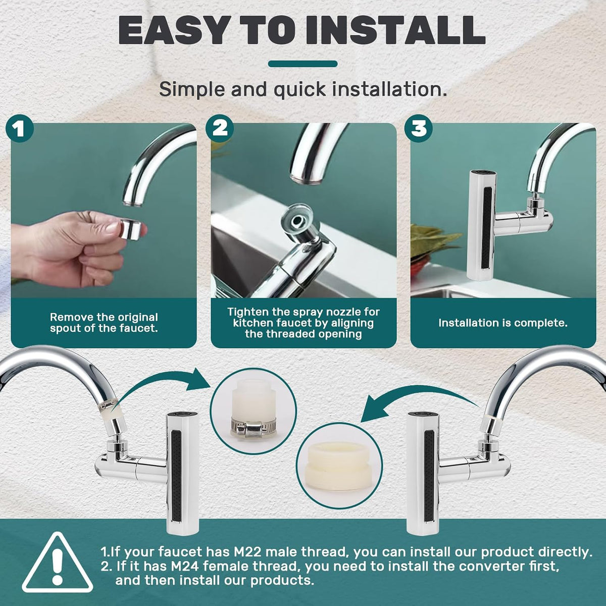 4 in 1 360° Waterfall Kitchen Faucet Head