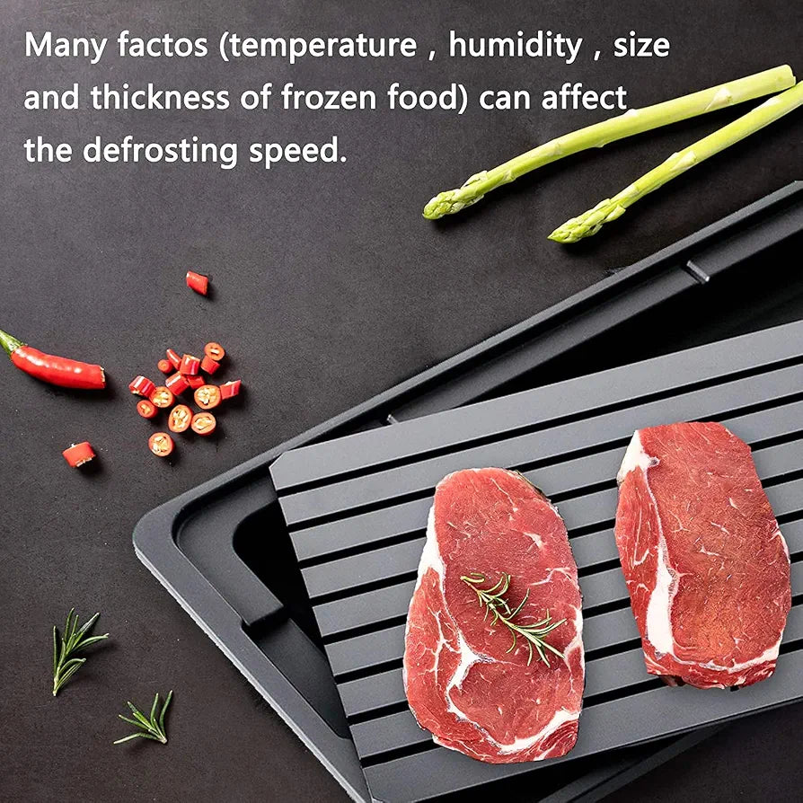 Defrosting Tray for Frozen Meat Rapid and Safer - Thawing Tray for Frozen Meat with Drip - Natural Heating Defroster Miracle Thaw Large Size Upgrades 6mm