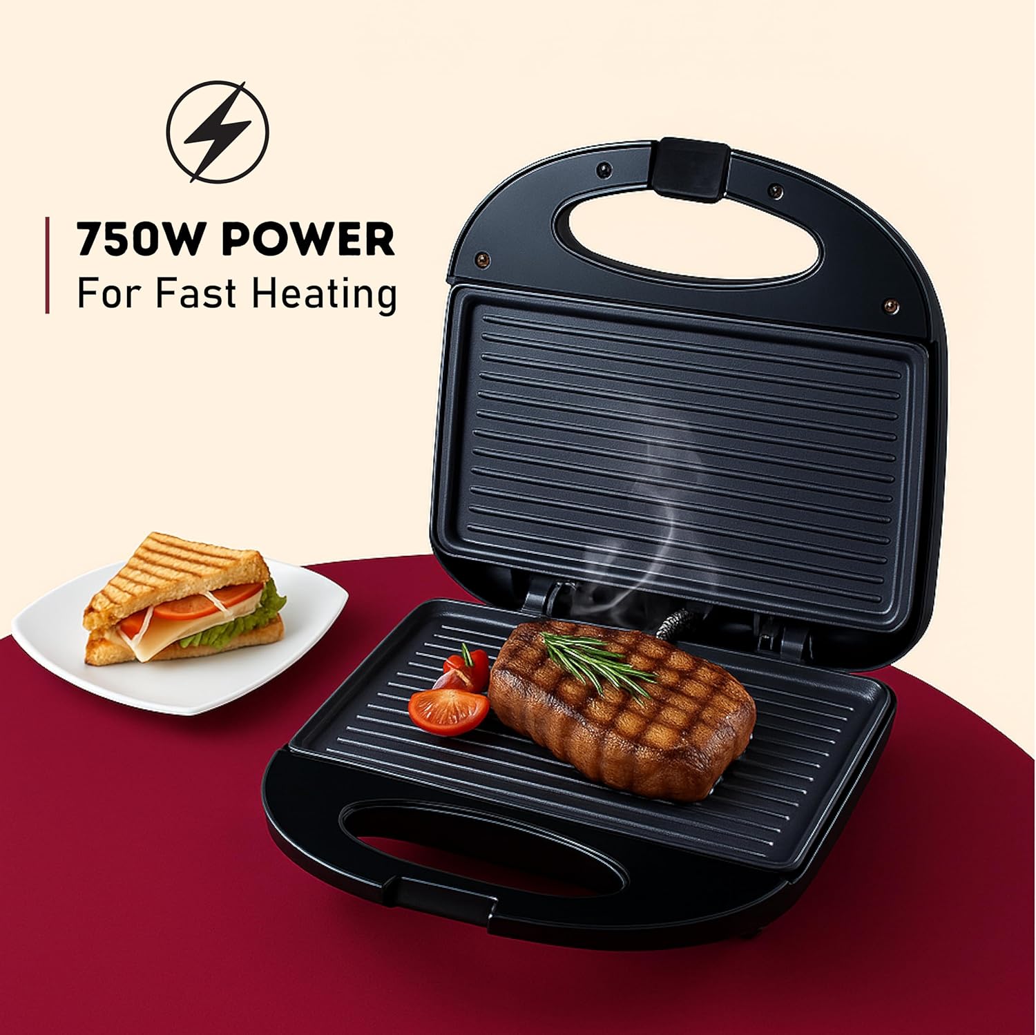 Electric Grill Non-Stick Sandwich Press