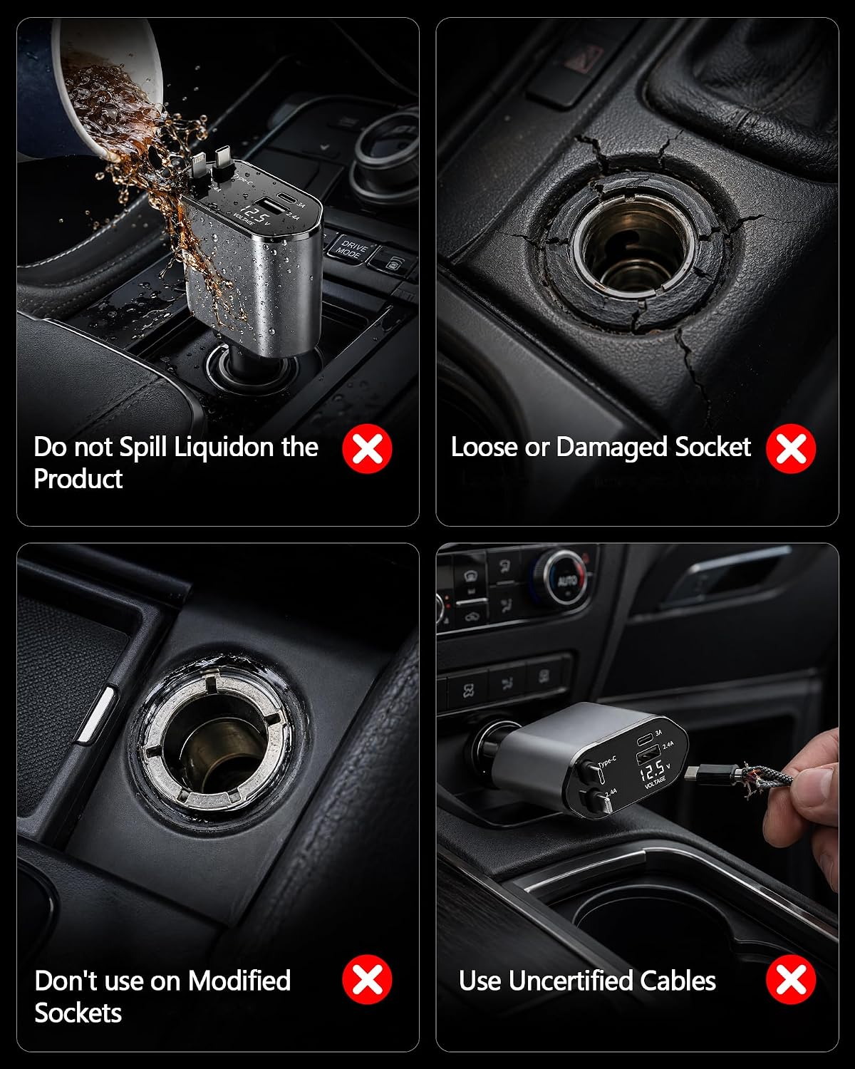 4 in 1 Fast Charging Car Charger