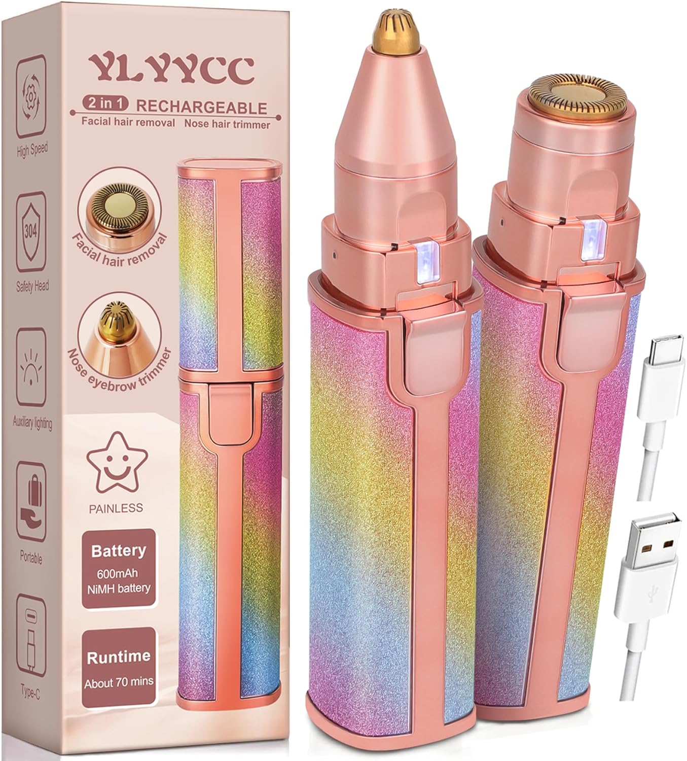 2-in-1 Rechargeable Nose Hair & Eyebrow Trimmer