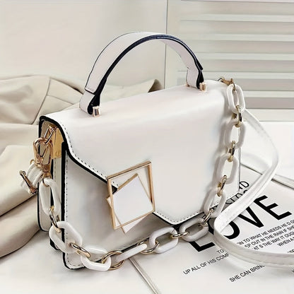 Luna White Geometric Crossbody Bag – Adjustable Shoulder Bag