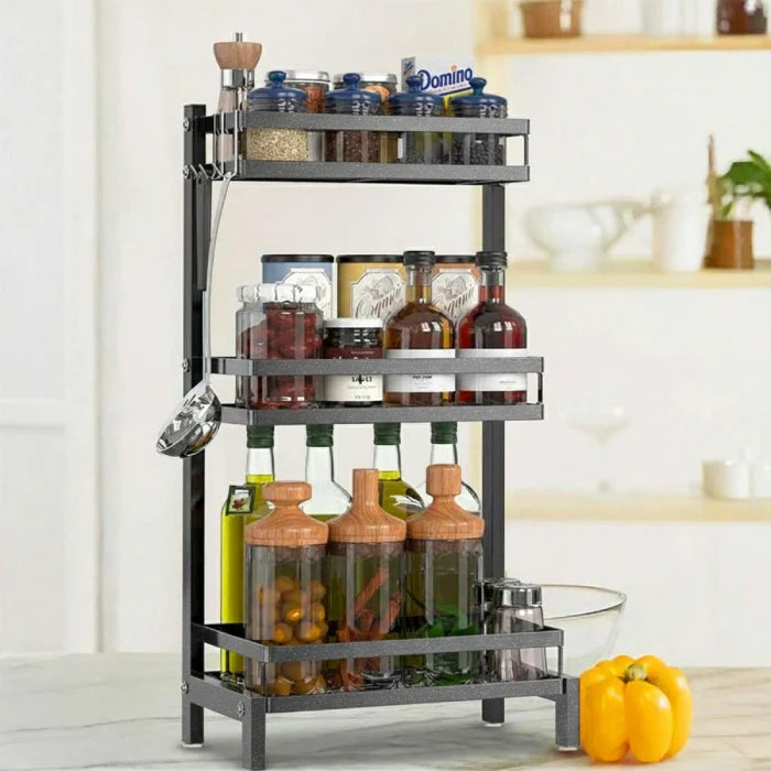 3 Tier Kitchen Countertop Stainless Steel Spice Organizer Rack