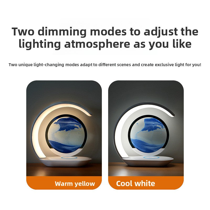 New quicksand painting wireless charging desk lamp