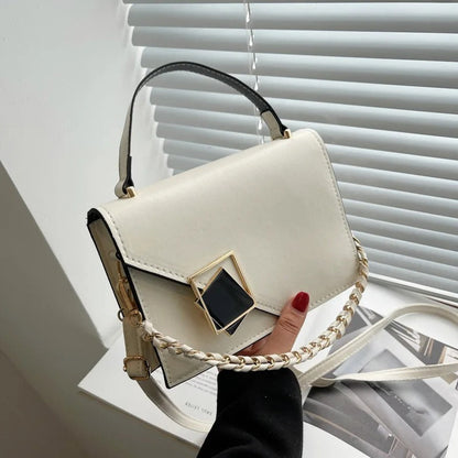 Luna White Geometric Crossbody Bag – Adjustable Shoulder Bag