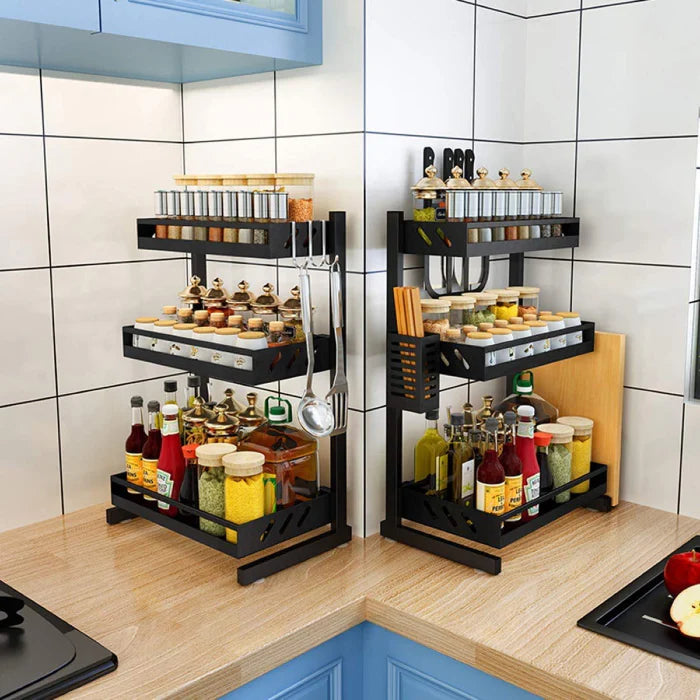 3 Tier Kitchen Countertop Stainless Steel Spice Organizer Rack