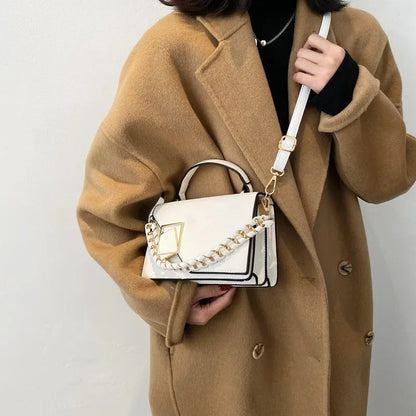 Luna White Geometric Crossbody Bag – Adjustable Shoulder Bag