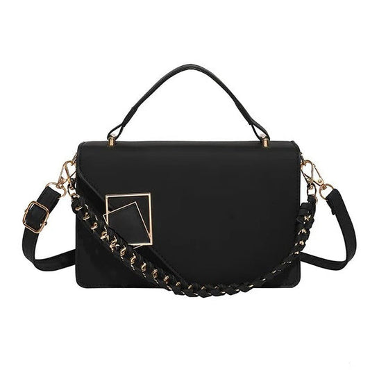 Luna White Geometric Crossbody Bag – Adjustable Shoulder Bag (Black)